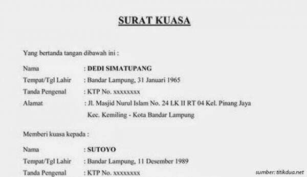 Contoh Surat Kuasa Bendahara Contoh Surat Kuasa Beserta Jenis Dan The