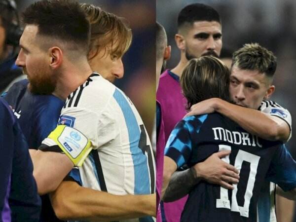 Pemain Argentina HIbur Dan Peluk Luka Modric Usai Kroasia Kandas Di