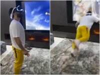 Saking Serunya Main Game Virtual Reality, Kepala Pria Ini Tabrak TV