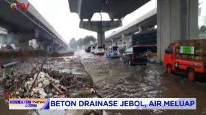 Beton Drainase Jebol, Air Setengah Meter Meluap ke Jalan Raya Bogor