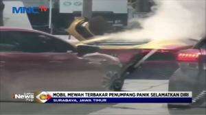 Viral! Lamborghini Terbakar di Surabaya, Penumpangnya Berhamburan