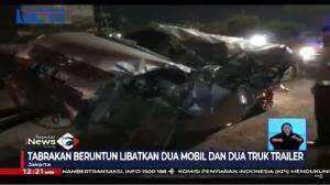 Akibat Rem Blong, Truk Trailer Menabrak 2 Mobil Di Jakarta Utara