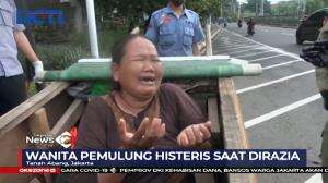 Seorang Wanita Histeris Saat Razia PMKS Di Tanah Abang