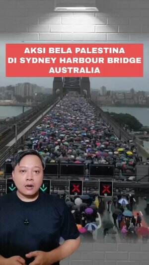 aksi bela Palestina di Jembatan Pelabuhan Sydney Australia #sydneyharbourbrigde #australia 