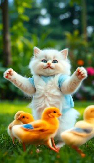 anak ayam piyik piyik..
 #kucing  #Kucinglucu
