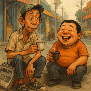 doyok dan atenk asik ngopi di pinggir jalan membahas dagangan nya yang sepi #videolucu #videomotivasi 