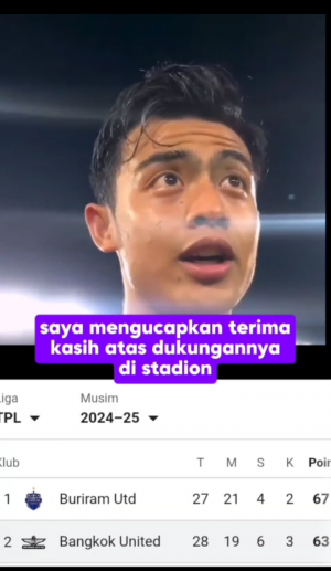 Bangkok united tempat Pratama arhan bernaung peringkat ke dua saat ini  #pratamaarhan