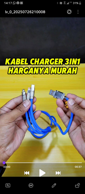 Rekomendasi kabel charger 3 in 1, bisa untuk iPhone, android dan micro usb. harganya murah kualitas tebal dan bagus. 

#kabel3in1 #kabel3in1