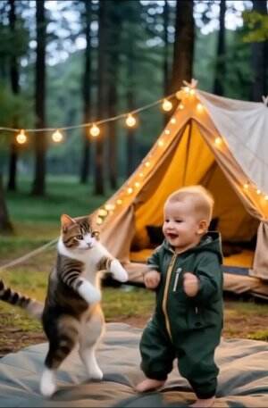 Kucing dan anak kecil menari  #menari #Kucing #lucu #kucinglucu #anaklucu 