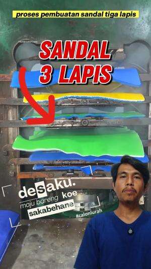 proses pembuatan sandal tiga lapis #sandal #produksi #keren 