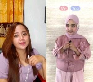 warna baju sama krudungnya Fatin udah cucok banget dong ya..micnya jadi lebih duluan sangking seneng banget bisa duet bareng Fatin Sidqia 😍