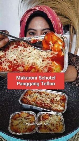 Bahannya seadanya bikinnya gampang cuma pake teflon doank 👍 tapi tetep creamy dan garing #makaroni #makaronischotel #masaksimpel 