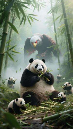 CYBORG PANDA vs DEMON EAGLE! Epic Transformation in the Bamboo Forest #CyborgPanda #EpicBattle #FYP 