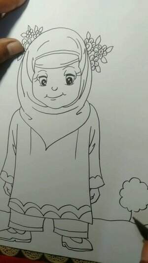 Yuk Belajar Menggambar Perempuan Muslimah guys