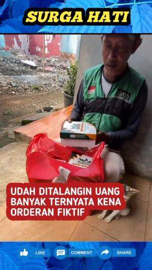 Bapak ojol ini hanya bisa terduduk lesu, saat dapat orderan fiktif 10 porsi nasi padang dengan nominal yang cukup besar dan terpaksa dimakan