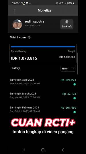 1 juta rupiah pertama dari rcti+ #rcti+ #cuan #kontenkreator