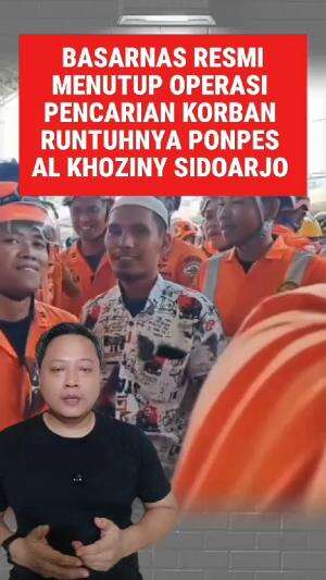 Basarnas resmi menutup operasi pencarian korban runtuhnya bangunan ponpes Al Khoziny Buduran Sidoarjo #ponpesalkhoziny #sidoarjo