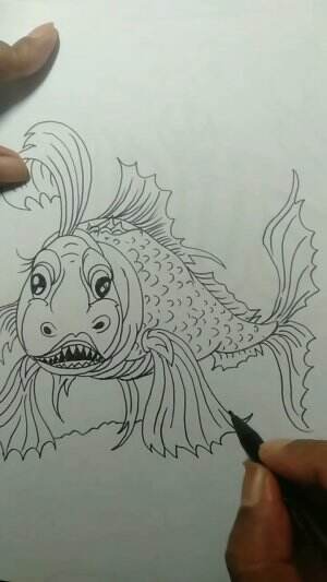 Yuk Belajar Menggambar Monster Ikan Piranha Guys 😁