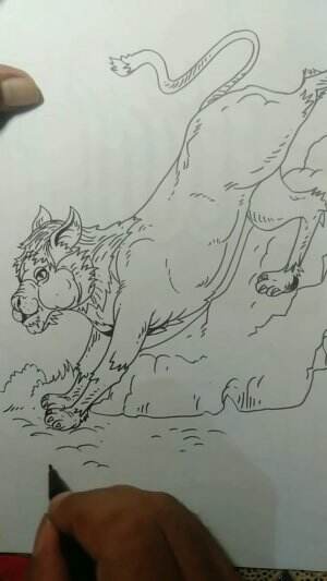 Yuk Belajar Menggambar Harimau Turun Gunung 😁
