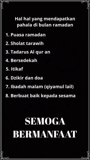 Hal hal yang mendapatkan pahala di bulan ramadhan