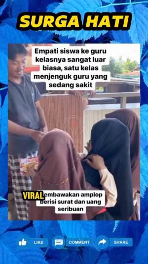 Guru ini dijenguk satu kelas muridnya, karena sedang sakit dan sudah beberapa hari tidak mengajar.