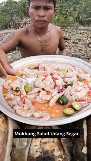 Mukbang Salad Udang Segar #Mukbang #onlineauditionmci8anitadyanimalanggrilledsalmonwithmashedpotatoandmustardgreensalad #yang suka udang mer