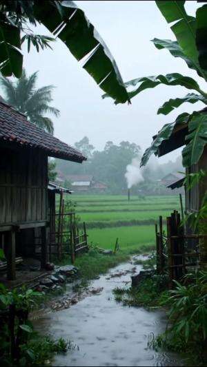 大雨の中の美しい雰囲気 #rain #rainsounds #nature #villagelife #relaxing