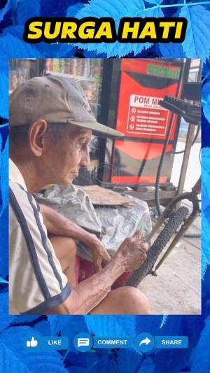 Kakek ini sampai kelelahan cari tabung gas pakai sepeda, pemilik warung ini pun berikan makan dan minum serta gas gratis untuknya.