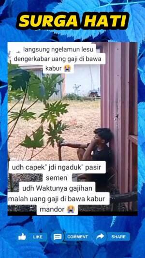 Uang gajian dibawa kabur mandor, pemuda ini hanya bisa terduduk lesu di pojokan sambil melamun.