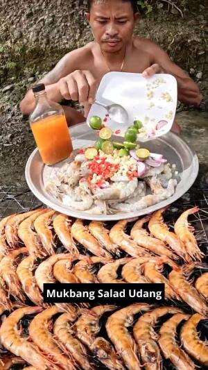 Mukbang Salad Udang #Mukbang #SaladandPanSauce #yang suka udang merapat!! #RCTIPlus 