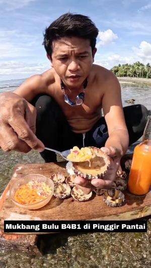 Mukbang Bulu B4B1 di Pinggir Pantai  #Mukbang 