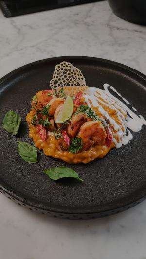thai yellow curry prawn risotto by kenny gani