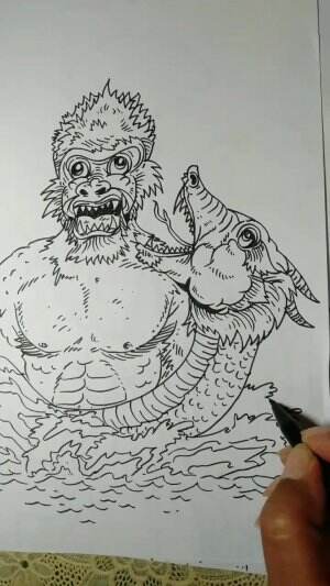 Yuk Belajar Menggambar Kingkong vs Ular Monster Guys