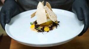 Moses Oliver| Jakarta| 24 tahun| My Signature Dessert Bika Ambon with Durian Diplomat Creme and Lime Meringue Shards
