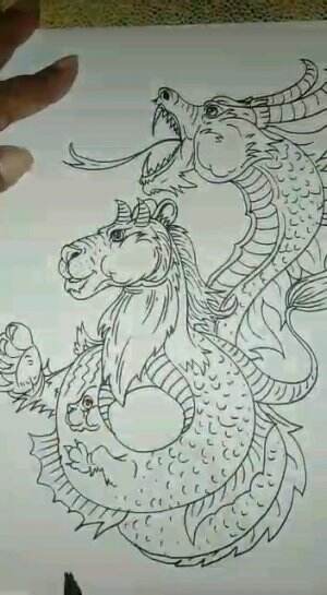 Menggambar Monster Naga dan Monster Harimau