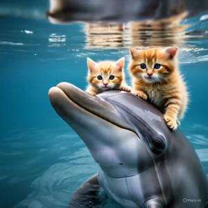A dolphin rescued little kitten  #cutecatAi  #CatAi 