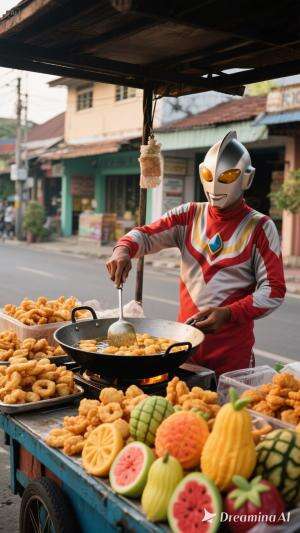 Gorengan buah Ultramen viral  #viral  #gorenganbuah  #ultramendagang  #pedagangkakilima 