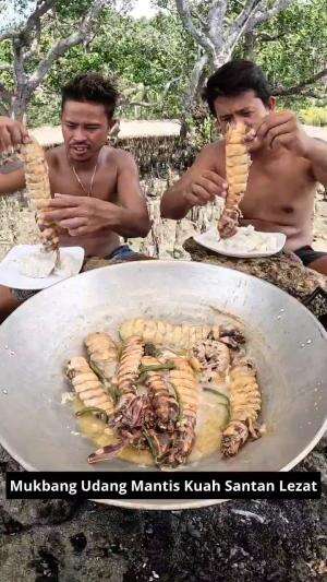 Mukbang Udang Mantis Kuah Santan Lezat #Mukbang #yang suka udang merapat!! #kuah #lezat #lezat banget #KulinerLezat #kuliner #RCTIPlus 