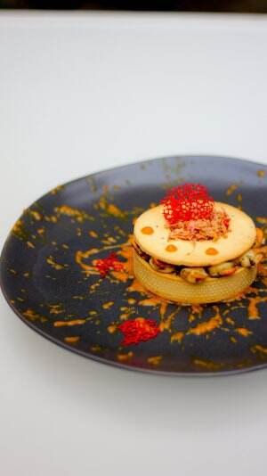 Dessert tapi savory fusion food ala Bali dan Perancis Bongkot Scallop Pate Sablee with Jimbaran Puree