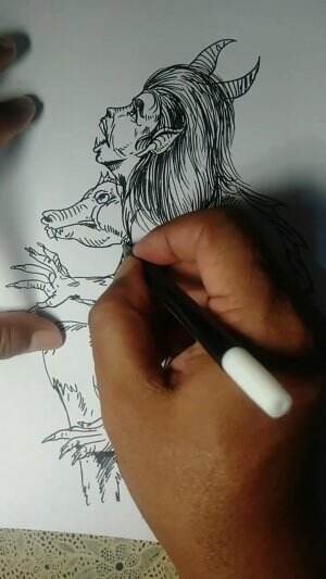 Yuk Menggambar Siluman Manusia Bertanduk Sapi Guys