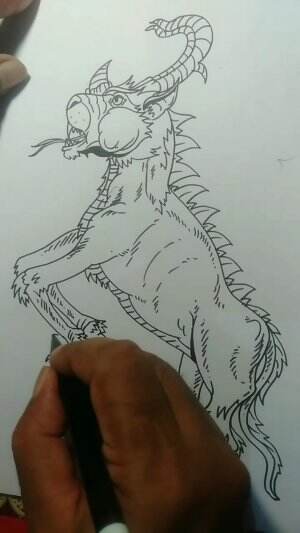 Yuk Belajar Menggambar Monster Harimau Bertanduk Guys😁
