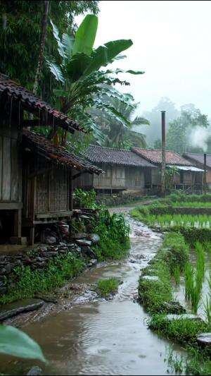 夜に聞く快適な雨音大雨の中の美しい雰囲気 #rain #rainsounds #nature #relaxing #villagelife