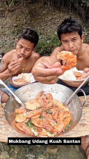 Mukbang Udang Kuah Santan #Mukbang  #mukbang  #yang suka udang merapat!! 