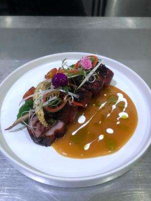 Chicken Charsiu Roulade with Orange Sauce and Mix Vegetable. Fusion Food Chinese × Western Method. Audisi Online MCI Season 12.