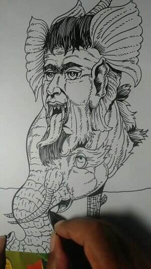 Adji Harto Official Menggambar Monster Manusia Gajah 