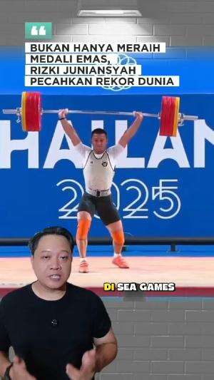 Atlet Angkat Besi Rizki Juniansyah berhasil meraih medali emas Sea Games juga pecahkan rekor dunia #angkatbesi #seagames2025