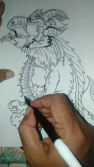 Yuk Belajar Menggambar Monster Kadal Bertanduk Guys 