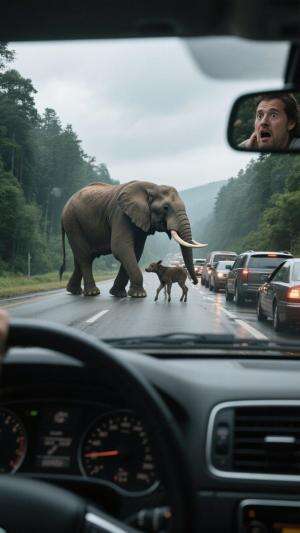 Gajah di Jalan Tol?!! Cuma di Dunia AI! 😱”
Ini bukan kejadian nyata — ini simulasi luar biasa dari kecerdasan buatan (AI).
Gajah dan anaknya