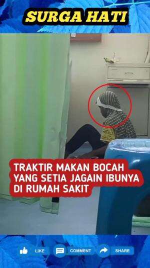 Setiap makan selalu dibagi dua sama ibunya, wanita ini dengan senang hati, ajak bocah ini makan di warung sebelah rumah sakit.