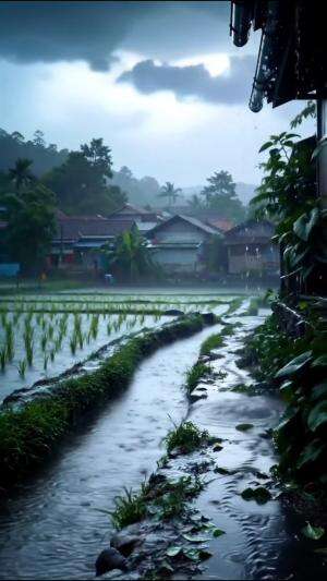 睡眠のための大雨の雨音 睡眠のための雷雨の音 #rain #rainsounds #nature #villagelife #relaxing